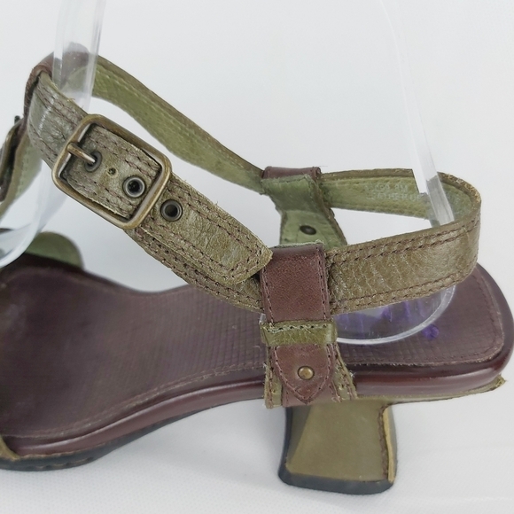 CLARKS INDIGO olive green leather sandals square heel size 8M ajustable … - Picture 5 of 11